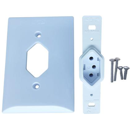 Imagem de Kit 5 Tomadas Simples 2p+t 10A + 5 Interruptores Simples 1 Tecla Com Espelho Branco Bivolt 127V e 250V 