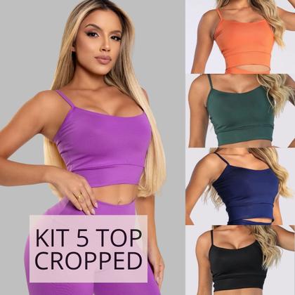 Imagem de Kit 5 Top Suplex Regata para Academia Fitness Ginástica Treino Caminhada Corida Yoga Atacado