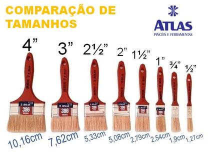 Imagem de Kit 5 Trincha Pincel Para Pintura Media 395 Atlas 1 Polegada Gris Pintor Parede Tinta Acrílica