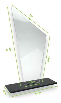 Imagem de Kit 5 Troféu Acrilico Cristal 2mm 10x18cm C/base Preta 3mm