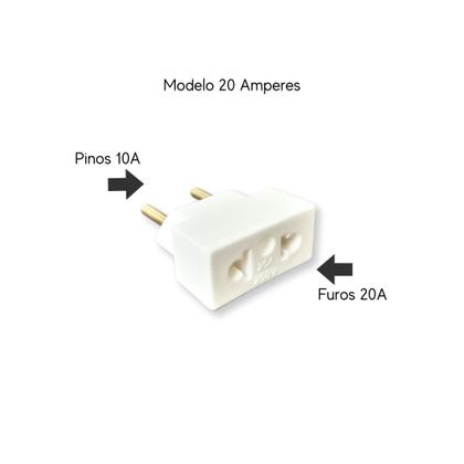 Imagem de Kit 5 UN - Adaptador de Tomada Universal Misto 10A e 20A - Branco