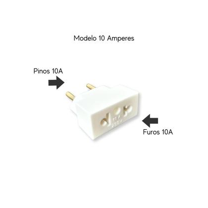 Imagem de Kit 5 UN - Adaptador de Tomada Universal Misto 10A e 20A - Branco