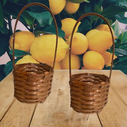 Imagem de Kit 5 un Cesta Redonda De Bambu 14 x5cm Decorativo Festa