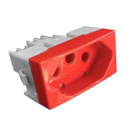 Imagem de Kit 5 Uni - MG Módulo Tomada 2P+T 10A Vermelha Sleek