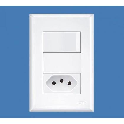 Imagem de Kit 5 Unid. Conjunto 4x2 Interruptor 1 Tecla Simples + Tomada 10A Modular Evidence - Fame