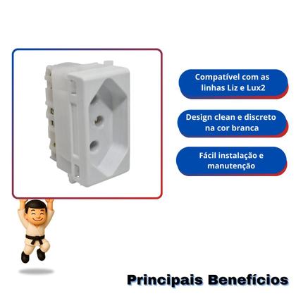 Imagem de Kit 5 Unid. Tramontina Tomada 10A Liz/Lux2 Módulo 57115/030