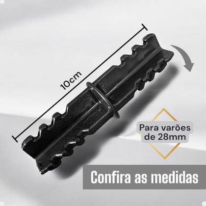 Imagem de Kit 5 Unidades Emenda Encaixe Junção Varão Cortina Comum 28mm Simples Tubo Ilhós Argola