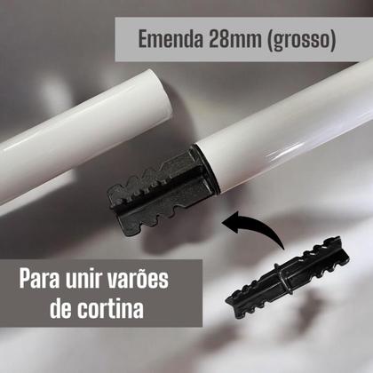 Imagem de Kit 5 Unidades Emenda Encaixe Junção Varão Cortina Comum 28mm Simples Tubo Ilhós Argola
