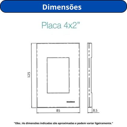 Imagem de Kit 5 unidades - mg placa 4x2 1 posto horizontal br sleek (16038)