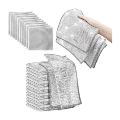 Imagem de Kit 5 Unidades Pano Magico De Aço Multiuso Limpeza Cozinha Fogão Pia Reutilizável Lavável