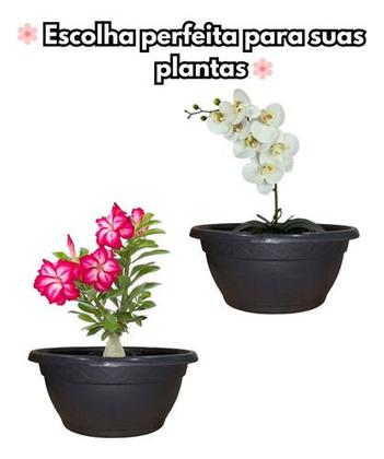 Imagem de Kit 5 Vasos Cuia 21 + Alça E Prato Samambaia Planta Pendente - - Preto