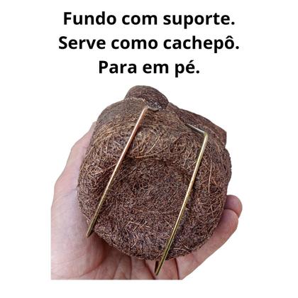 Imagem de Kit 5 Vasos Fibra de Coco Para Pendurar Orquídeas em Árvore Vaso pendente com suporte cachepô suculentas e flores