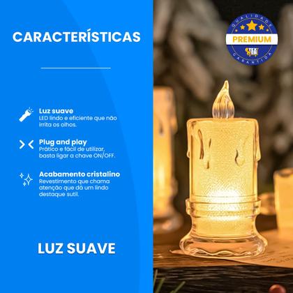 Imagem de Kit 5 Vela Led Transparente Luz Eletrônica Decorativa Amarela