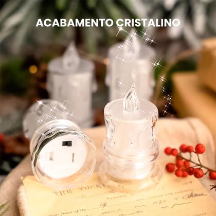 Imagem de Kit 5 Vela Led Transparente Luz Eletrônica Decorativa Amarela