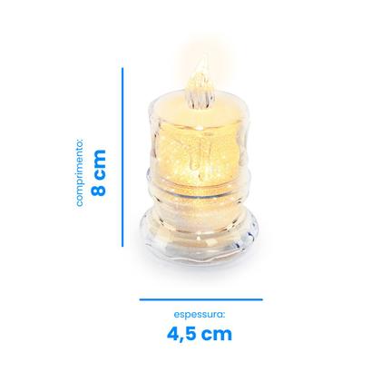Imagem de Kit 5 Vela Led Transparente Luz Eletrônica Decorativa Amarela
