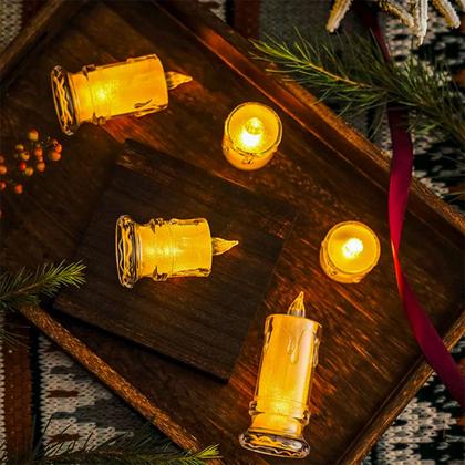 Imagem de Kit 5 Vela Led Transparente Luz Eletrônica Decorativa Amarela