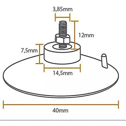 Imagem de Kit 5 Ventosas De 40Mm (4 Cm) Pvc Cristal C/Parafuso E Porca