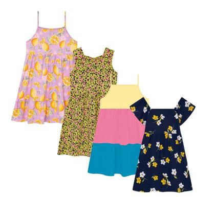Imagem de Kit 5 Vestidos Infantil Estampado Roupa de Menina Atacado