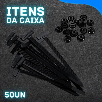 Imagem de Kit 50 Abraçadeiras Autotraváveis com Presilhas Plásticas para Fixação Automotiva