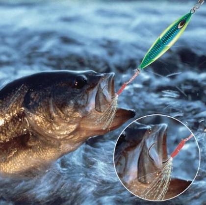 Imagem de Kit 50 Anzol Suporte Hook Pesca Penacho Pena Isca Artificial