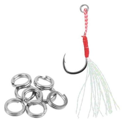 Imagem de Kit 50 Anzol Suporte Hook Pesca Penacho Pena Isca Artificial