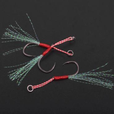 Imagem de Kit 50 Anzol Suporte Hook Pesca Penacho Pena Isca Artificial