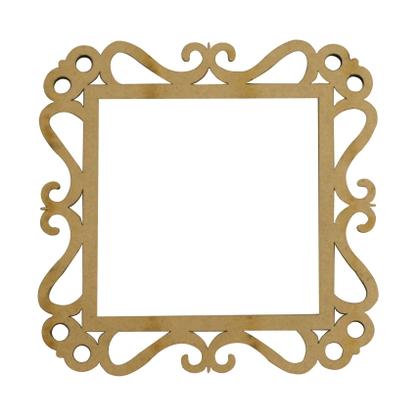 Imagem de Kit 50 Aplique Moldura Quadrada Arabesco 10cm Laser Mdf Madeira