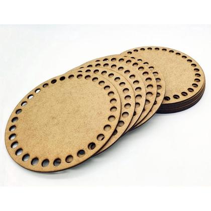Imagem de Kit 50 Bases Redonda 15 cm MDF Cru para Cesto Crochê Fio de Malha