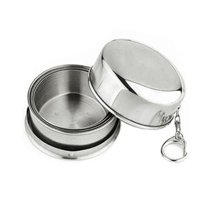 Imagem de Kit 50 Chaveiro Copo Retrátil Dobrável Aço Inox 150ml Viagem