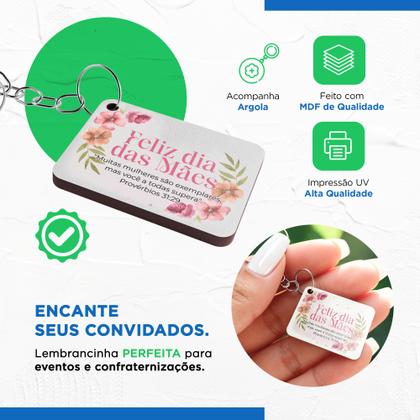 Imagem de Kit 50 Chaveiros MDF Dia das Mães Carinho Duplo