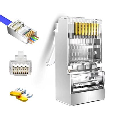 Imagem de Kit 50 Conector Blindado Rj45 Cristal 8P8C Cat6