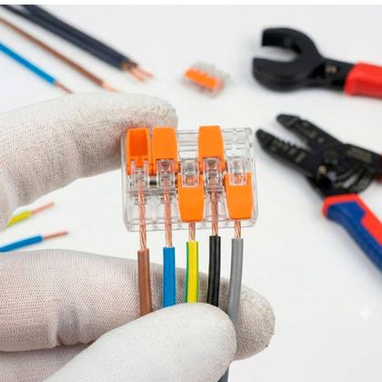 Imagem de Kit 50 Conectores de Emenda Rápida 5 Vias Transparente para Fios Elétricos - Genérica