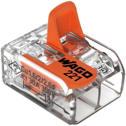 Imagem de Kit 50 conectores de emenda wago 2 polos com alavanca cabo até 6mm 221612