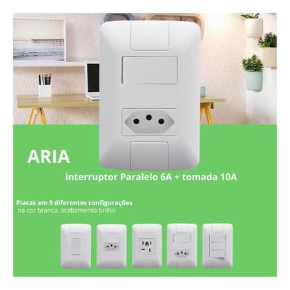 Imagem de Kit 50 Conjunto Interruptor Paralelo + Tomada 10a Tramontina