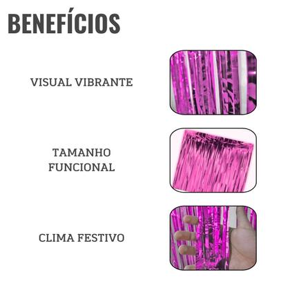 Imagem de Kit 50 Cortina Fitas Metalizadas Pink Decoração