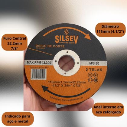 Imagem de Kit 50 Disco De Corte 4” 115mm Ferro Aço Fino Para Esmerilhadeira Profissional