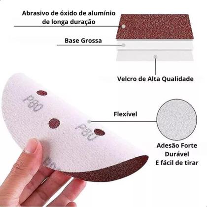 Imagem de KIT 50 Disco de Lixa Pluma 125mm 8 Furos Lixadeira Roto Orbital Grão 60