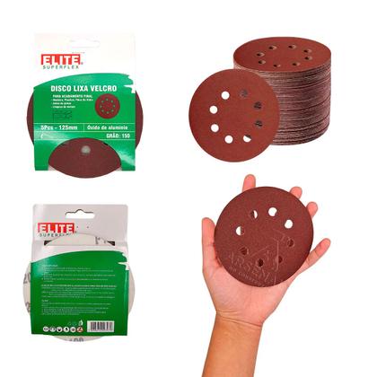 Imagem de Kit 50 Discos de Lixa tiras autocolantes 125mm 4.1/2” Grão 150