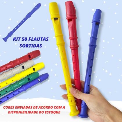 Imagem de Kit 50 Flauta Doce Infantil Instrumento De Brinquedo