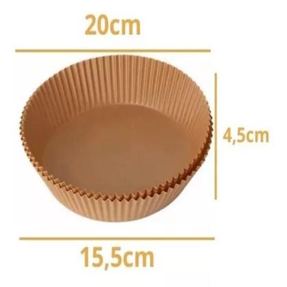 Imagem de Kit 50 Forma De Papel Air Fryer Forminha Descartavel Fritadeira Eletrica Antiaderente Redonda 20Cm Alimentos