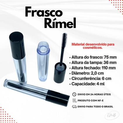 Imagem de Kit 50 Frascos Para Rímel Embalagem Via 4,0Ml Com Batoque