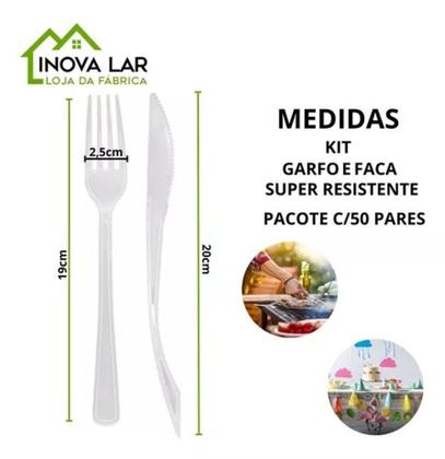 Imagem de Kit 50 Garfos E Facas Premium Resistente - Reutilizavel