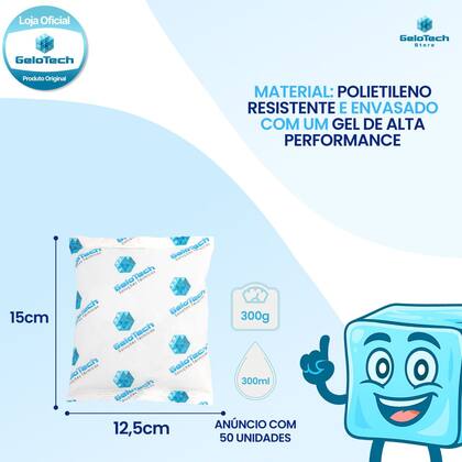 Imagem de Kit 50 Gelo Gel Bolsa Artificial Reutilizável Flexível Compressa 300g