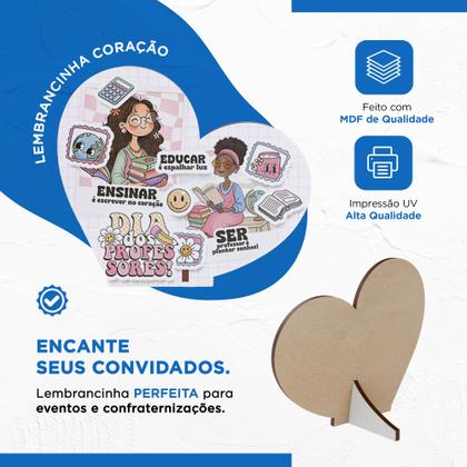 Imagem de Kit 50 Lembrancinhas Coração MDF Dia dos Professores
