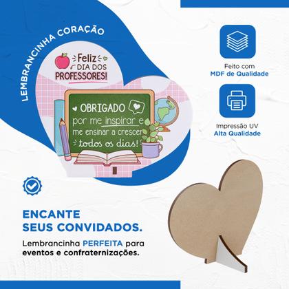 Imagem de Kit 50 Lembrancinhas Coração MDF Dia dos Professores