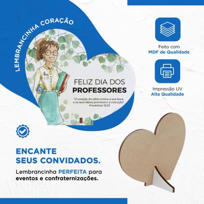 Imagem de Kit 50 Lembrancinhas Coração MDF Dia dos Professores