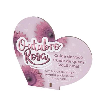 Imagem de Kit 50 Lembrancinhas Outubro Rosa MDF Coração Prevenção e Conscientização