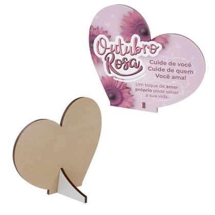 Imagem de Kit 50 Lembrancinhas Outubro Rosa MDF Coração Prevenção e Conscientização
