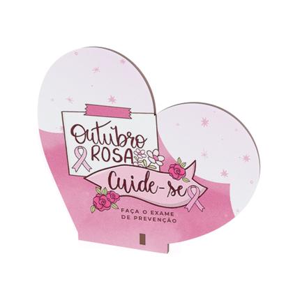 Imagem de Kit 50 Lembrancinhas Outubro Rosa MDF Coração Prevenção e Conscientização