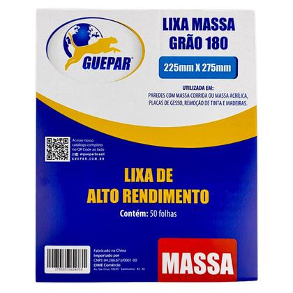 Imagem de kit 50 Lixa para Massa Corrida grão 180 Pintura Guepar